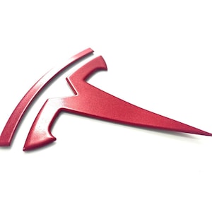 METALLIC CHERRY RED Model 3 Rear &quot;T&quot; Badge Replacement Metal (Limited Edition)
