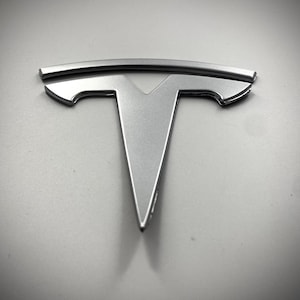 SATIN SILVER OEM Spec Model 3 Rear &quot;T&quot; Badge Replacement Metal (Limited Edition)