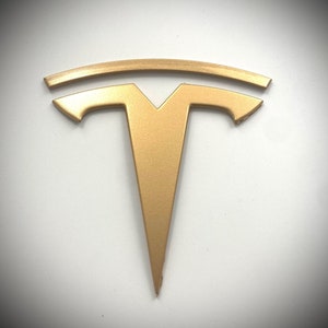 METALLIC GOLD OEM Spec Model Y Front &quot;T&quot; Badge Replacement Metal (Limited Edition)
