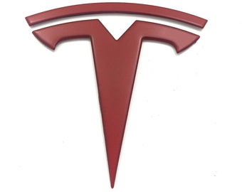 MATTE RED OEM Spec 2021-2026 Model S Rear "T" Badge Emblem Replacement Metal