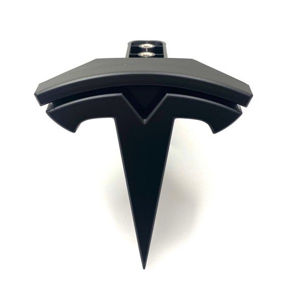 MODEL X FRONT "T" Badge Full Replacement Assembly OEM Genuine Product (Satin Semi-Gloss Black)