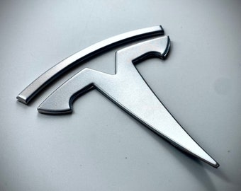 SATIN SILVER OEM Spec Model Y Rear "T" Badge Replacement Metal (Limited Edition)