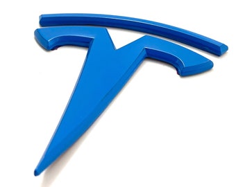 French Blue "T" Emblem: Metal Rear Badge Replacement for 2021-2026 Model S