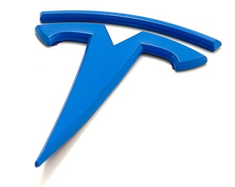French Blue Metal "T" Emblem for Model X Rear Badge Replacement