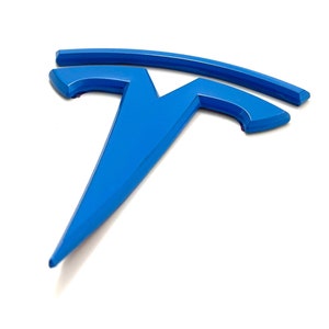 PREMIUM ~FRENCH BLUE~ Model X Rear &quot;T&quot; Badge Emblem Replacement Metal