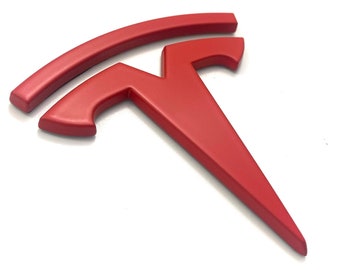 Matte Red Metal Front Emblem for Model Y