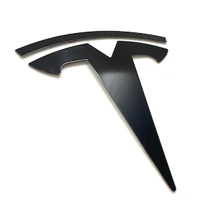 Model X FRONT &quot;T&quot; Badge OVERLAY Metal Emblem (GLOSS Black)