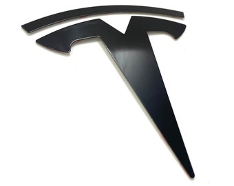 Model X FRONT "T" Badge OVERLAY Metal Emblem (GLOSS Black)