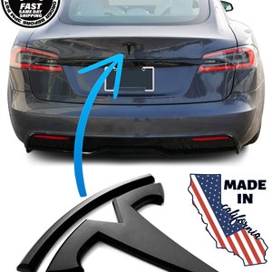 PREMIUM ~MATTE BLACK~ 2012-2020 Model S Rear &quot;T&quot; Badge Emblem Replacement Metal