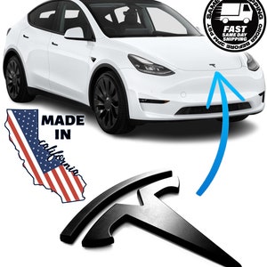 Model Y Front Emblem: Matte Black Metal Badge Replacement