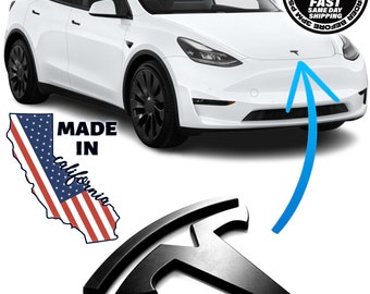 Model Y Front Emblem: Matte Black Metal Badge Replacement