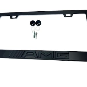 Satin Black License Plate Frame Stainless Steel for Mercedes AMG