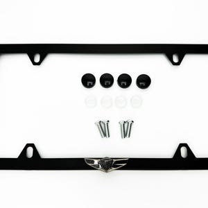 Genesis License Plate Frame: SlimLine Satin Black Stainless Steel with Black Chrome Wing