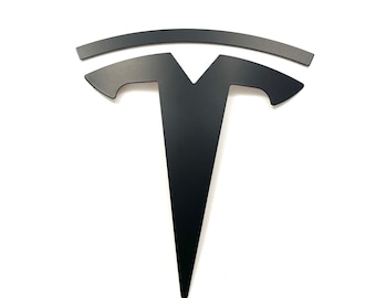 Model S FRONT "T" Badge OVERLAY Metal Emblem (Satin Matte Black)