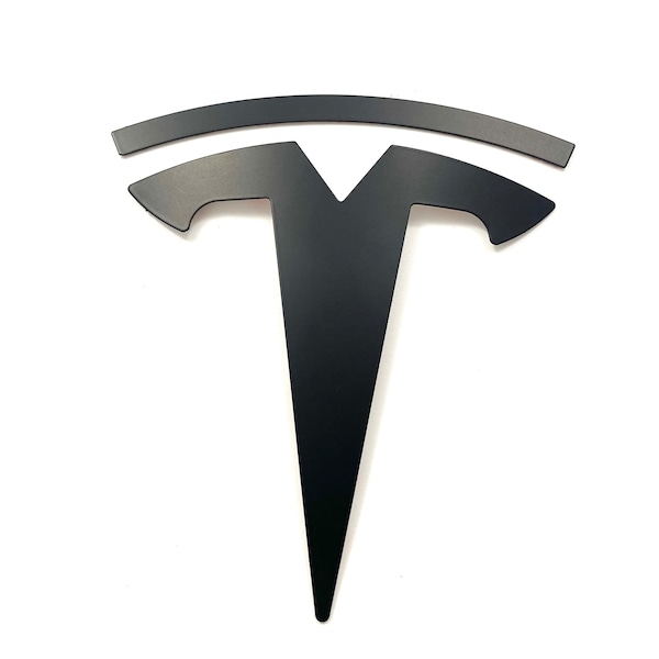 Model X FRONT "T" Badge OVERLAY Metal Emblem (Satin Matte Black)