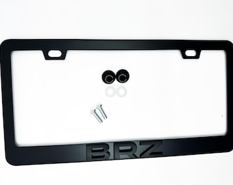 Satin Black License Plate Frame Stainless Steel Logo Emblem for BRZ
