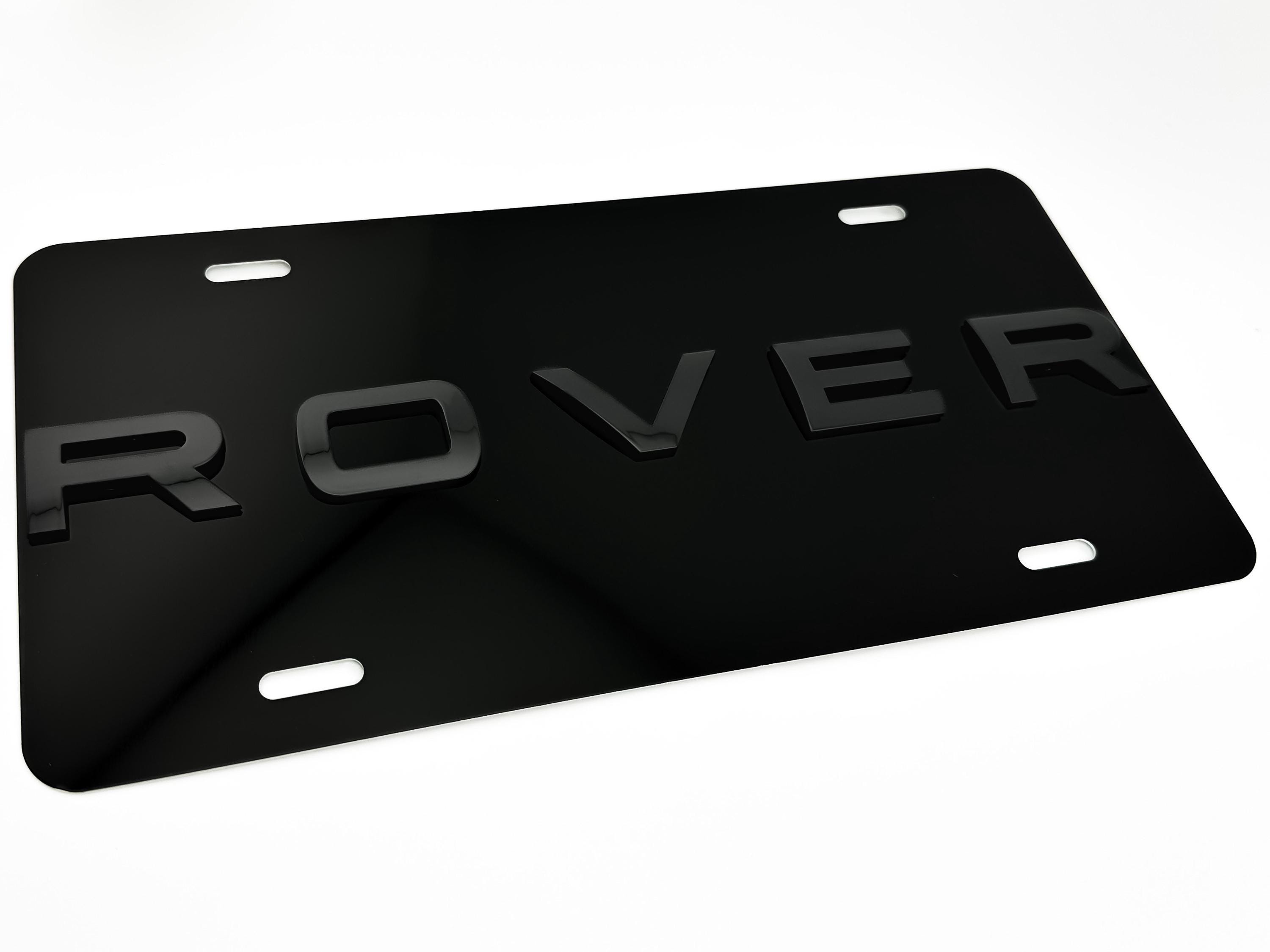 ROVER FRONT VANITY Logo License Plate with Gloss Black Emblem Badge for Range Rover