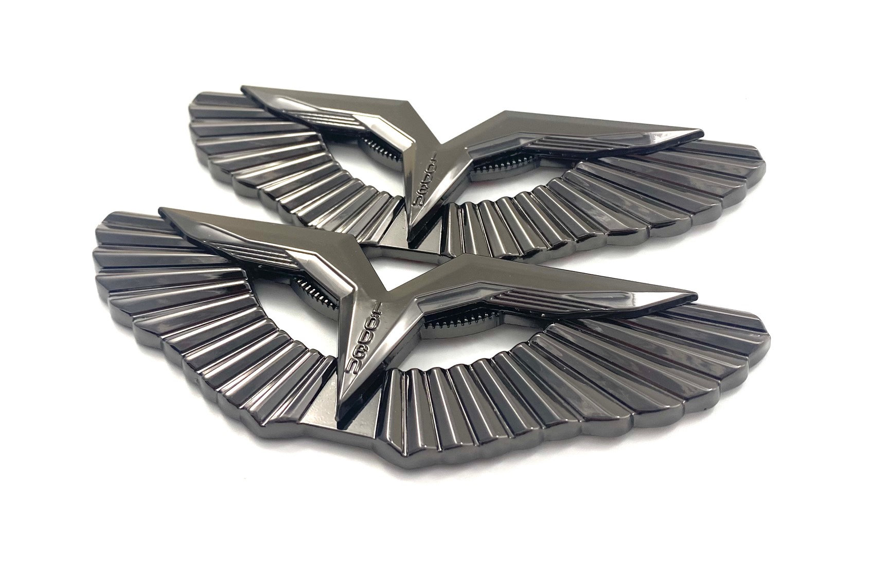 Black Chrome Anzu Wing Badge: Kia Emblem Replacement