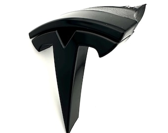 Emblema frontal "T" MODEL S, conjunto de repuesto completo, producto original OEM (versión negro mate satinado)