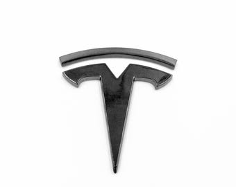 Matte Black Metal Front Emblem: Model 3 Badge Replacement