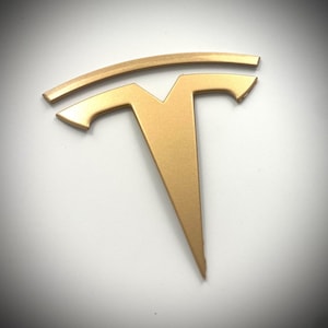 METALLIC GOLD OEM Spec Model 3 Front &quot;T&quot; Badge Replacement Metal (Limited Edition)