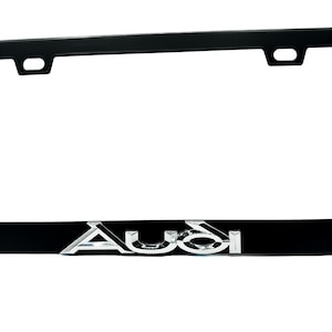 Satin Black License Plate Frame Stainless Steel for AUDI Chrome Logo