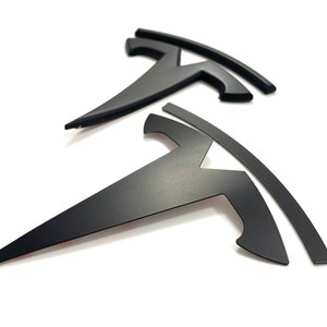 Model X FRONT / REAR SET 2pc &quot;T&quot; Badges Metal (Satin Matte Black)
