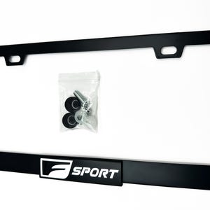 F-Sport Satin Black LEXUS License Plate Frame Stainless Steel with Matte Black Emblem