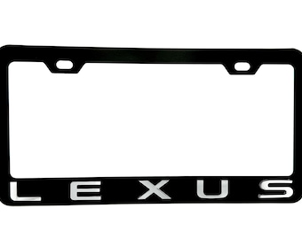 NUEVO ESTILO Marco de matrícula LEXUS negro satinado de acero inoxidable con emblema cromado
