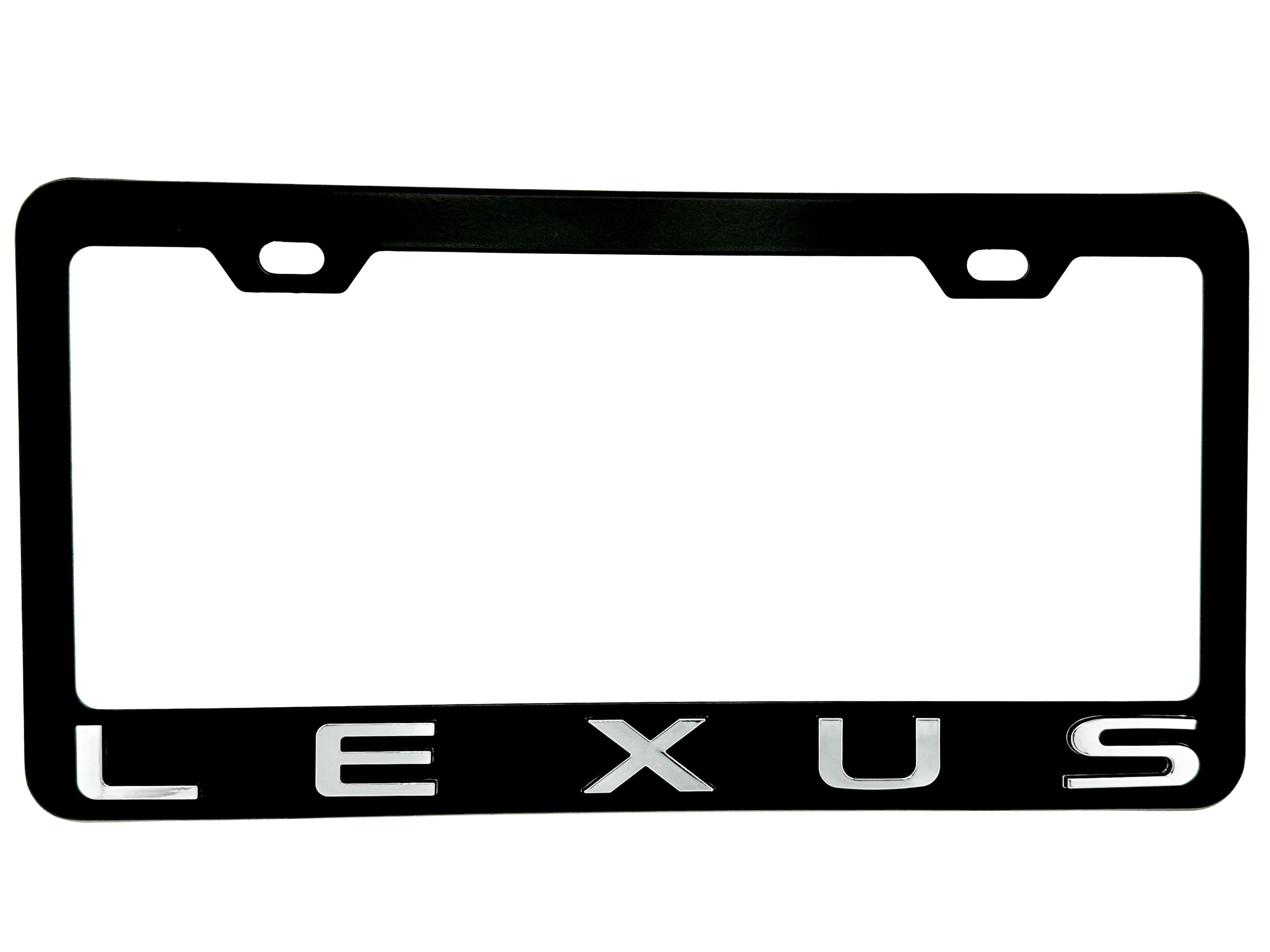 NEW STYLE Satin Black LEXUS License Plate Frame Stainless Steel with Chrome Emblem