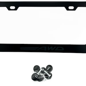 Satin Black License Plate Frame Stainless Steel Logo Emblem for Symmetrical AWD Subaru