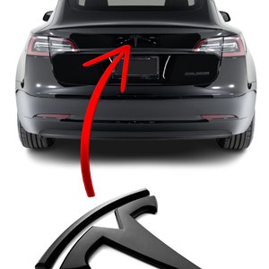 Matte Black Metal &quot;T&quot; Emblem: Model 3 Rear Badge Replacement