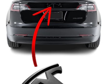 Matte Black Metal "T" Emblem: Model 3 Rear Badge Replacement