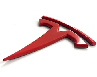 Model Y Rear T Badge Emblem Replacement – Gloss Red Metal Upgrade
