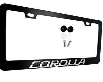 Emblema de acero inoxidable con marco de matrícula negro satinado para COROLLA
