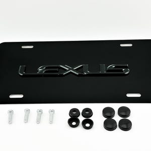 FRONT VANITY Logo License Plate with Satin GLOSS Black Emblem Badge for Lexus
