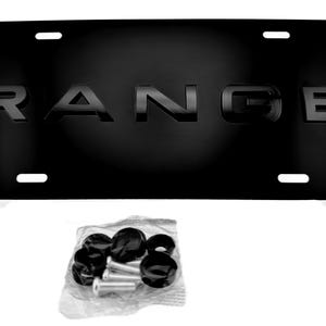 RANGE FRONT VANITY Logo License Plate with Gloss Black Emblem Badge for Range Rover