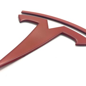 MATTE RED OEM Spec Model 3 Rear &quot;T&quot; Badge Emblem Replacement Metal