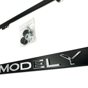Modell Y, (OEM SPEC) Satin Schwarzer Nummernschildrahmen aus Edelstahl