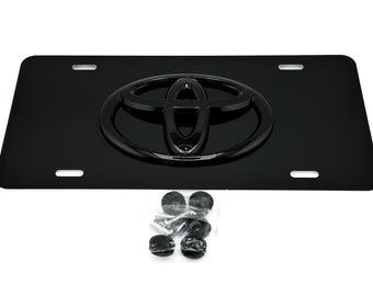Targa con logo frontale nero e stemma per Toyota (stemma grande)