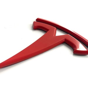 GLOSS RED Model X REAR &quot;T&quot; Badge Emblem Replacement Metal