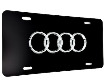 Placa de matrícula frontal negra con logotipo personalizado y emblema para Audi