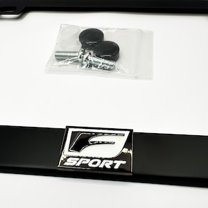 F-Sport Satin Black LEXUS License Plate Frame Stainless Steel with Black Chrome Emblem