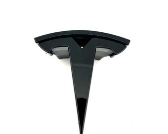 MODEL S T-badge voorzijde volledig vervangend origineel OEM-product (glanzend zwarte versie)