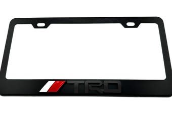 Marco de matrícula de acero inoxidable negro satinado - Emblema del logotipo TRD