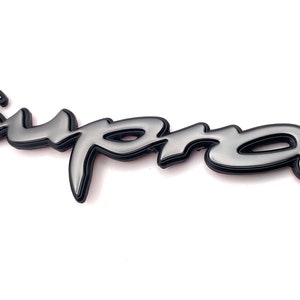 SATIN GUNMETAL + BLACK Supra Rear Letter Badge Emblem Replacement Metal Version