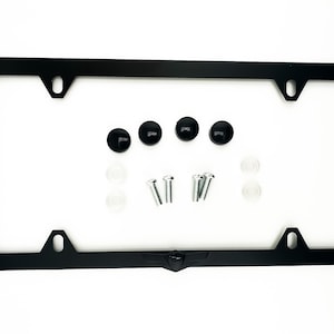 Genesis License Plate Frame: SlimLine Satin Black Stainless Steel with Wing Emblem