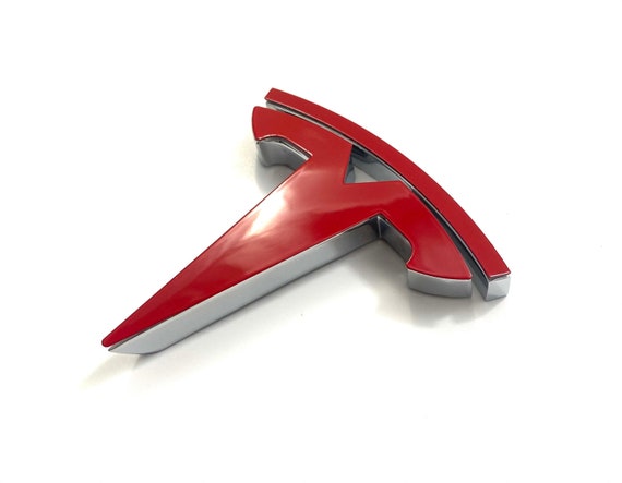Model X FRONT "T" Badge OVERLAY Metal Emblem (Gloss RED)