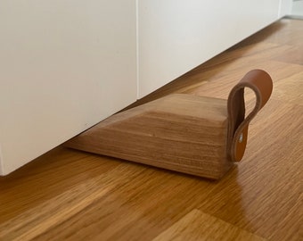 Leather wood door stopper