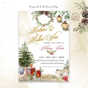 Invito alla festa di Natale / Vischio / Vin brulè / Let's Get Jolly / Rendere luminosi gli spiriti / Invito natalizio / Albero di Natale